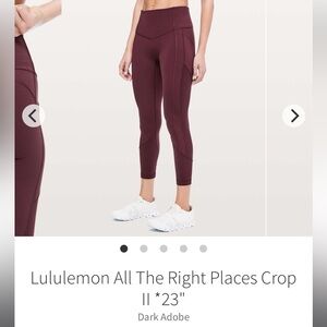 23” lululemon leggings with pockets